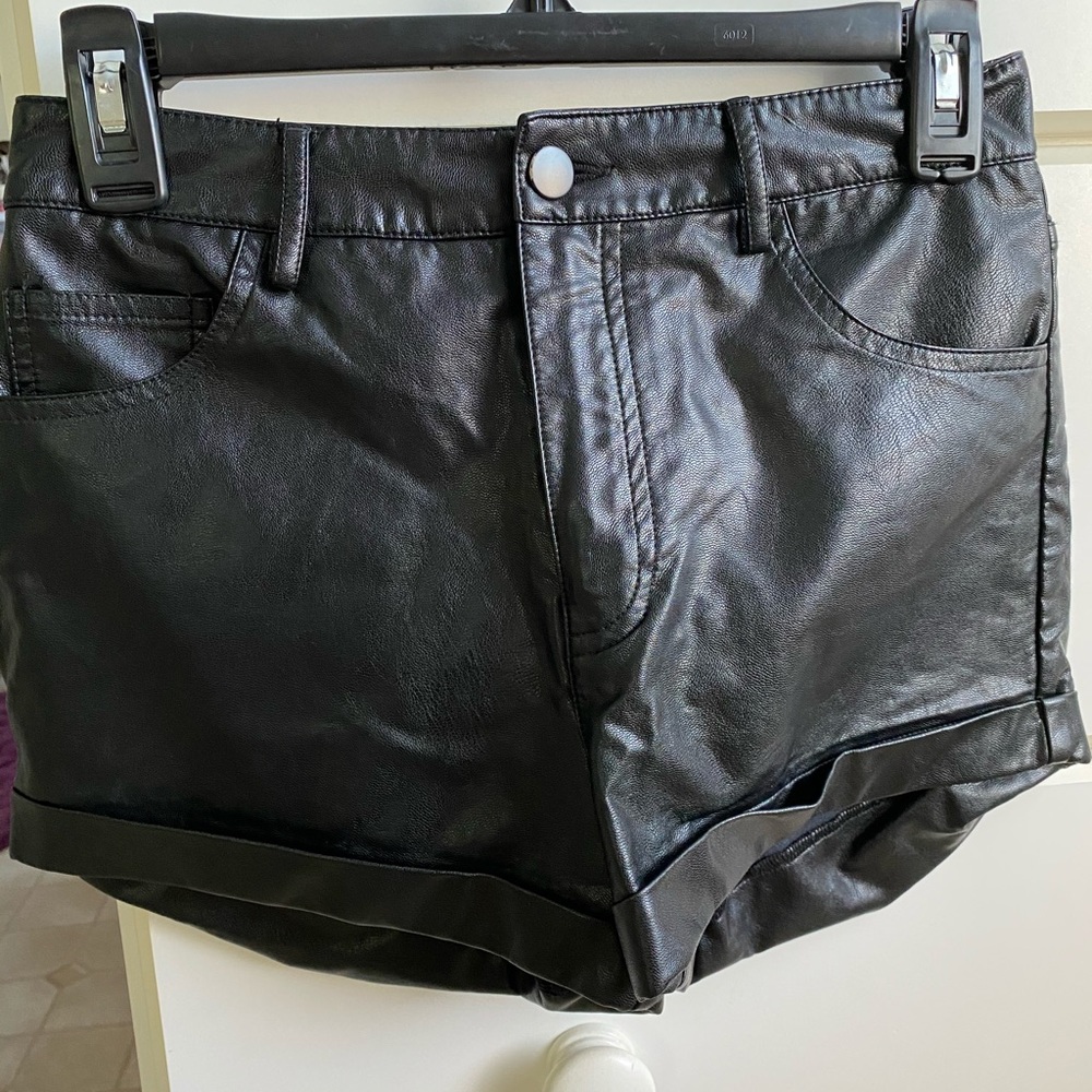 Black Faux Leather Shorts